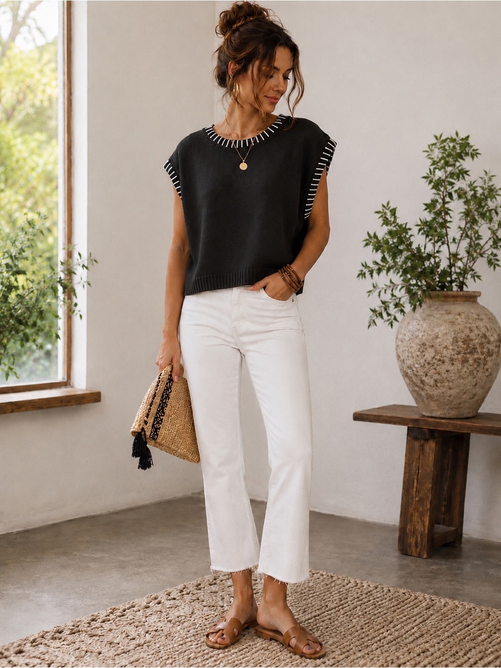 🌺Zenana Black Sweater Vest Top